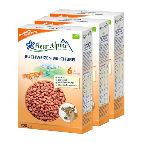 FLEUR ALPINE Bio Buchweizen - Baby Milchbrei für köstliches Frühstück, Nahrhafter und einfach zuzubereitender glutenfreier Brei, Babynahrung nach dem 6+ Monate ohne Zuckerzusatz, 3x5 Portionen FLEUR ALPINE Bio Buchweizen - Baby Milchbrei für köstliches Frühstück, Nahrhafter und einfach zuzubereitender glutenfreier Brei, Babynahrung nach dem 6+ Monate ohne Zuckerzusatz, 3x5 Portionen von Fleur Alpine