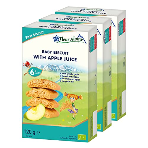 Fleur Alpine Babykekse mit Apfelsaft - 18 x 2 Leckere Babysnacks für den leckeren, glatten Frühstücksbrei oder den Snack für zwischendurch | Einfache Vollkorn-Snackkekse ohne Zuckerzusatz | 6 Monate Fleur Alpine Babykekse mit Apfelsaft - 18 x 2 Leckere Babysnacks für den leckeren, glatten Frühstücksbrei oder den Snack für zwischendurch | Einfache Vollkorn-Snackkekse ohne Zuckerzusatz | 6 Monate von Fleur Alpine
