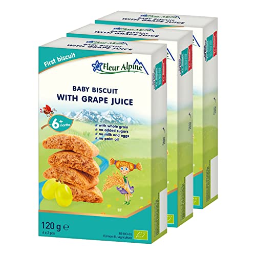 Fleur Alpine Babykekse mit Traubensaft - 18 x 2 Leckere Babysnacks für den leckeren, glatten Frühstücksbrei oder den Snack für zwischendurch | Einfache Vollkorn-Snackkekse ohne Zuckerzusatz | 6 Monate Fleur Alpine Babykekse mit Traubensaft - 18 x 2 Leckere Babysnacks für den leckeren, glatten Frühstücksbrei oder den Snack für zwischendurch | Einfache Vollkorn-Snackkekse ohne Zuckerzusatz | 6 Monate von Fleur Alpine