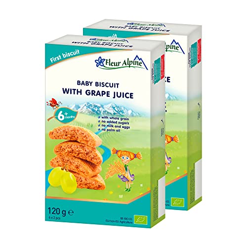 Fleur Alpine Babykekse mit Traubensaft - 12 x 2 Leckere Babysnacks für den leckeren, glatten Frühstücksbrei oder den Snack für zwischendurch | Einfache Vollkorn-Snackkekse ohne Zuckerzusatz | 6 Monate Fleur Alpine Babykekse mit Traubensaft - 12 x 2 Leckere Babysnacks für den leckeren, glatten Frühstücksbrei oder den Snack für zwischendurch | Einfache Vollkorn-Snackkekse ohne Zuckerzusatz | 6 Monate von Fleur Alpine