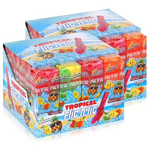 Flic'n'lic Lutscher Tropical 24 Stück 336g - Doppelter Fruchtgeschmack (2er Pack) von Flic'n'Lic