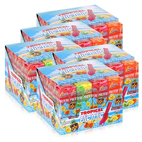 Flic'n'lic Lutscher Tropical 24 Stück 336g - Doppelter Fruchtgeschmack (5er Pack) von Flic'n'Lic