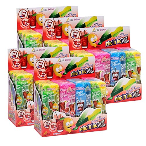 Flic'n'lic Lutscher XL Zungenfärber mit fruchtigem Geschmack 12 Stk. (5er Pack) von Flic´n´lic