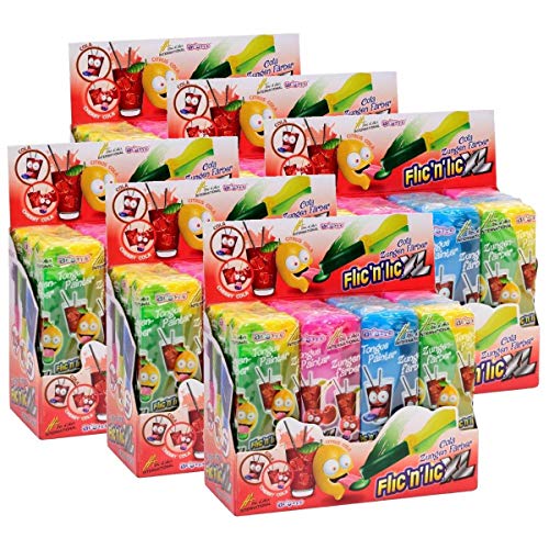 Flic'n'lic Lutscher XL Zungenfärber mit fruchtigem Geschmack 12 Stk. (6er Pack) von Flic´n´lic