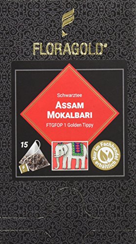 FLORAGOLD Pyramidenbeutel schwarzer Tee Assam "Mokalbari, 1er Pack (1 x 38 g) von FLORAGOLD