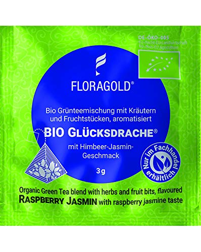 Bio Grüntee GLÜCKSDRACHE® von Floragold, 100 Pyramidenbeutel von Floragold