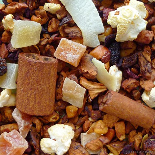 100g Knusperhäuschen Früchte Tee mit Popcorn und gebrannten Mandeln von FloraPharm