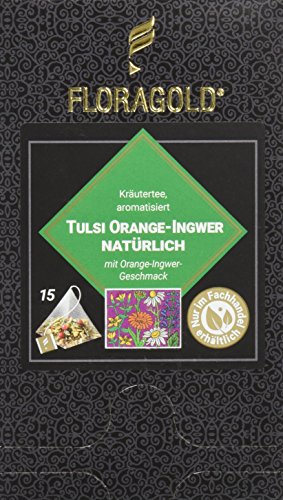 FLORAGOLD Pyramidenbeutel Kräutertee Tulsi orange Ingwer natürlich, 1er Pack (1 x 38 g) von FLORAGOLD