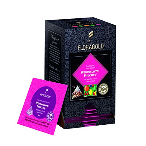 FLORAGOLD Pyramidenbeutel Früchtetee Weihnachtsfrüchte, 1er Pack (1 x 75 g) von FLORAGOLD