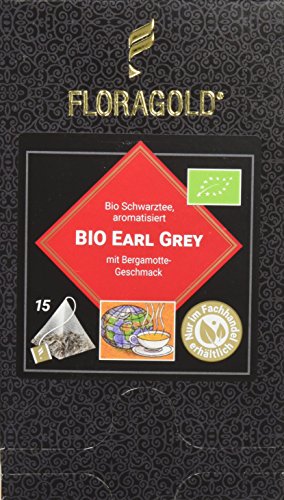 FLORAGOLD Pyramidenbeutel schwarzer Tee Bio Earl Grey, 1er Pack (1 x 38 g) von FLORAGOLD