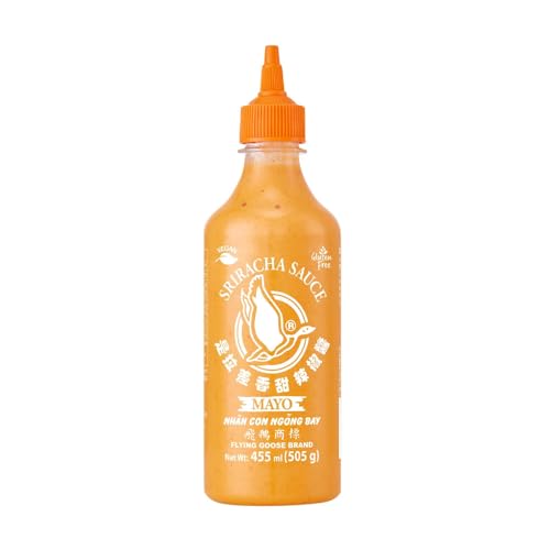 Flying Goose Sriracha Mayoo Sauce - Mayonnaise, leicht scharf, orange Kappe, Würzsauce aus Thailand, 1er Pack (1 x 455 ml) von Flying Goose