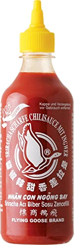 FLYING GOOSE Sriracha scharfe Chilisauce mit Ingwer - scharf, gelbe Kappe, Würzsauce aus Thailand, 1er Pack (1 x 455 ml) von Flying Goose