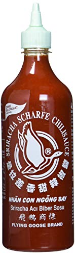 FLYING GOOSE Sriracha scharfe Chilisauce - ohne Glutamat, scharf, weiße Kappe, Würzsauce aus Thailand, 2er Pack (2 x 730 ml) von Flying Goose