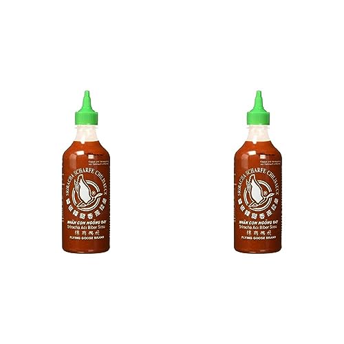 FLYING GOOSE Sriracha scharfe Chilisauce - scharf, grüne Kappe, Würzsauce aus Thailand, 2er Pack, (1 x 455 ml) von Flying Goose