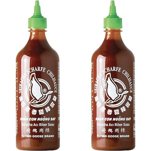 FLYING GOOSE Sriracha scharfe Chilisauce - scharf, grüne Kappe, Würzsauce aus Thailand, 2er Pack (1 x 730 ml) von Flying Goose