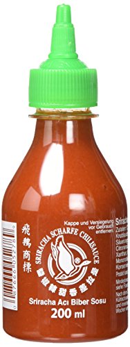 FLYING GOOSE Sriracha scharfe Chilisauce - scharf, grüne Kappe, Würzsauce aus Thailand, 3er Pack (3 x 200 ml) von Flying Goose