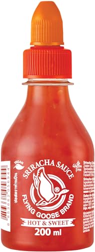 FLYING GOOSE Sriracha scharfe Chilisauce - scharf & süß, orange Kappe, Würzsauce aus Thailand, 1er Pack (1 x 200 ml) von Flying Goose