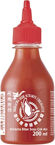 FLYING GOOSE Sriracha sehr scharfe Chilisauce - sehr scharf, rote Kappe, Würzsauce aus Thailand, 1er Pack (1 x 200 ml) von Flying Goose