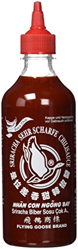 FLYING GOOSE Sriracha sehr scharfe Chilisauce - sehr scharf, rote Kappe, Würzsauce aus Thailand, 1er Pack (1 x 455 ml) von Flying Goose