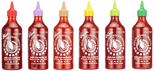 Flying Goose Sriracha scharfe Chilisaucen Mischkarton (in 6 Geschmacksrichtungen, Würzsaucen aus Thailand zum Würzen, Dippen und Verfeinern) 6er Pack (6 x 455ml) von Flying Goose