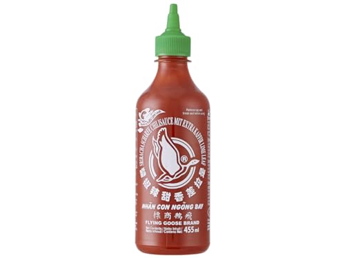 Flying Goose - Sriracha Chilisauce - mit Kaffir Limette - hell grüner Deckel, 1er Pack (1 x 455 ml) von Flying Goose