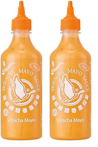 Flying Goose Sriracha Mayoo Sauce - Mayonnaise, leicht scharf, orange Kappe, Würzsauce aus Thailand, 2er Pack (1 x 455 ml) von Flying Goose