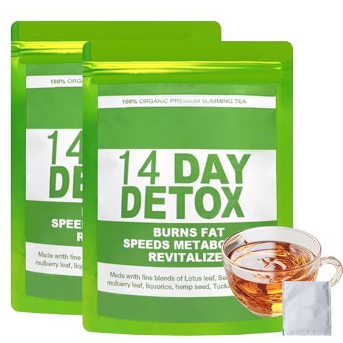 FmtwPhn 2 Stück 14 Tage Tee Zum Abnehmen, Detox Te-e Zum A-bnehmen Und Entwässerung, 3gx14 Beutel Fatburner T-ee, Natural Teebeutel Diet Slim Abn-ehmen Teee, Sanfte Entgiftung Und Reinigung von FmtwPhn