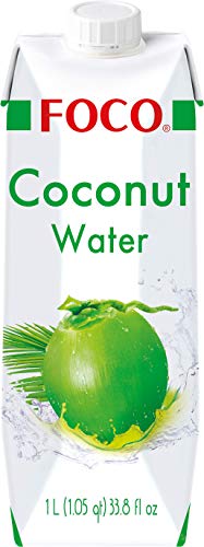 FOCO Kokoswasser, pur, erfrischender Durstlöscher, Sportgetränk, kalorienarm, von Natur aus vegan, 100 % Kokosnusswasser - 1 x 1 l von Foco