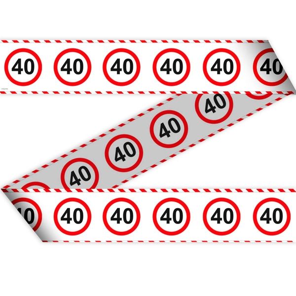 Absperrband "Verkehrsschild" zum 40. Geburtstag, 15 Meter lang von Folat