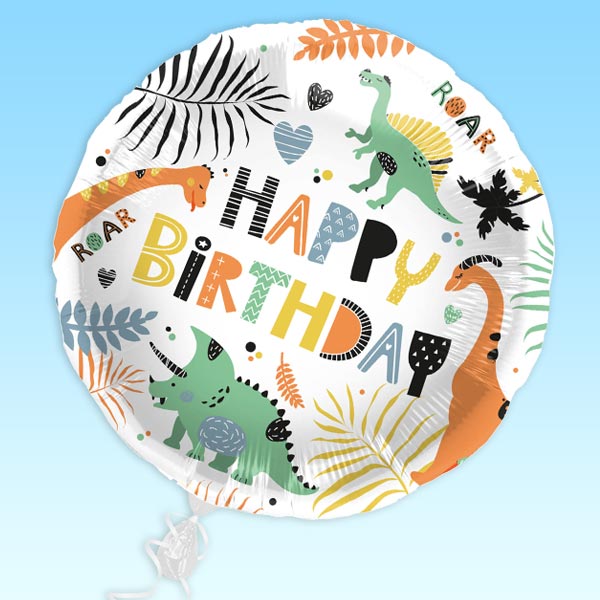 Happy Birthday Folienballon mit Dinosaurier-Motiv, Ø 35cm von Folat