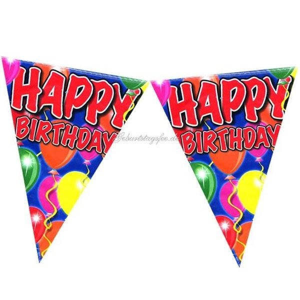 Wimpelkette "Happy Birthday", PVC, 10m, beeindruckende Geburtstagsdeko von Folat