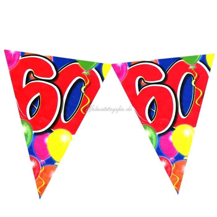 Wimpelkette zum 60. Geburtstag, 10m Partywimpel, Folie von Folat