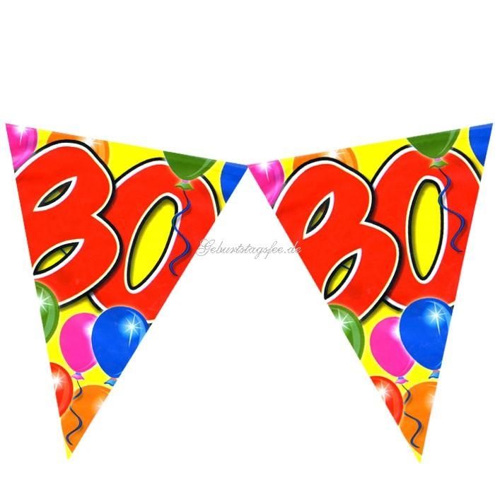 Wimpelkette zum 80. Geburtstag, 10m Partywimpel, Folie von Folat