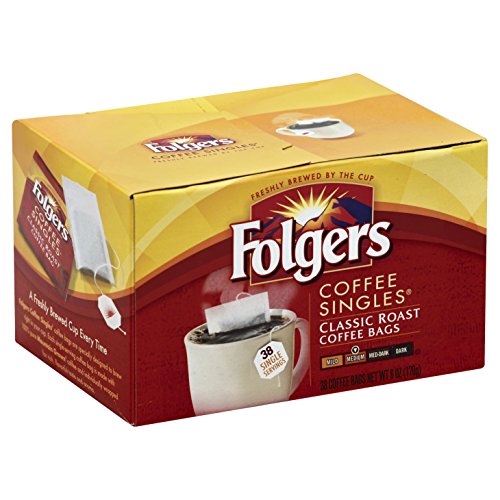 Folgers Coffee Singles Classic Roast Coffee Bags, 6 Ounce, 38 Count von Folgers