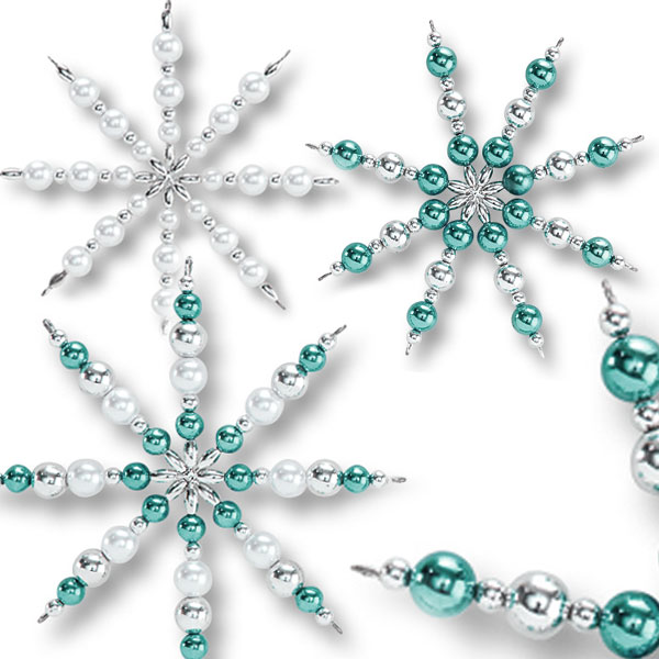 Bastelset für Perlensterne in Blau, viele glänzende Kunststoffperlen von Folia Bringmann