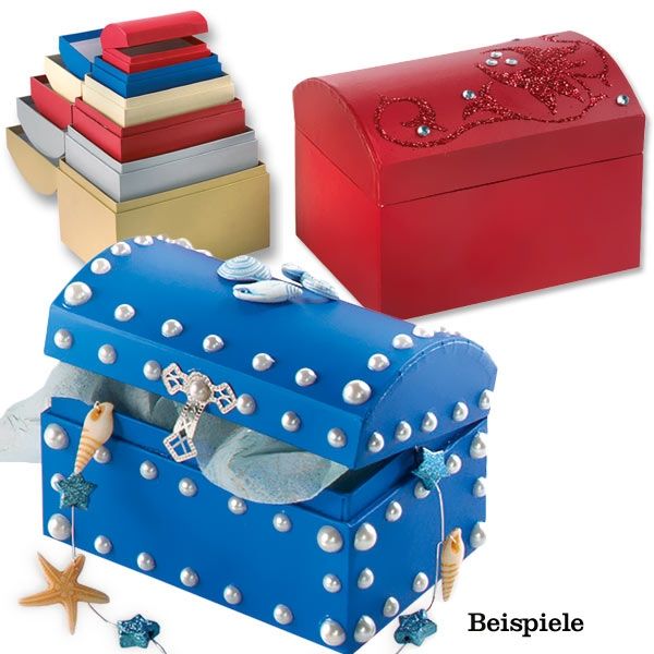 Geschenkboxen 6er Set, mit 6 Truhen in versch. Farben und Größen, zum Gestalten und Verschenken von Folia Bringmann
