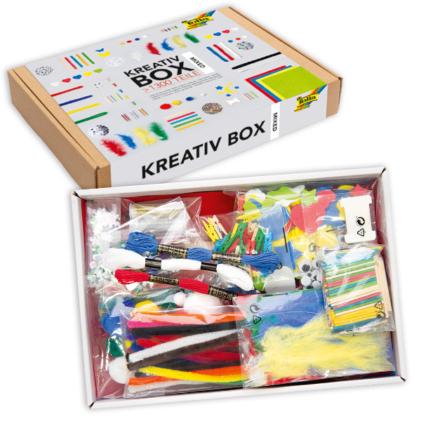 Große Kreativ Box mit verschiedenen Bastelmaterialien, ca. 1300 Teile von Folia Bringmann
