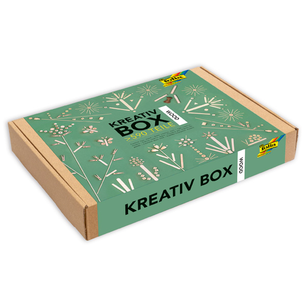 Kreativ Box mit verschiedenen Holzteilen, ca. 590 Teile von Folia Bringmann