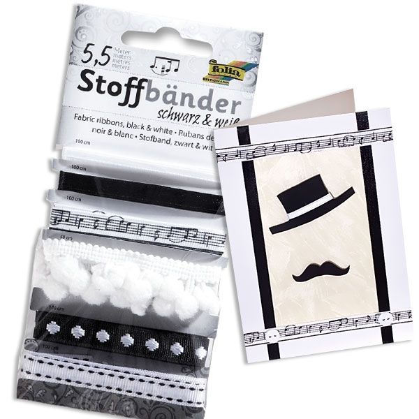 Schwarz-weiße Stoffbänder 5,5m, für kleine Modedesigner und Bastler von Folia Bringmann