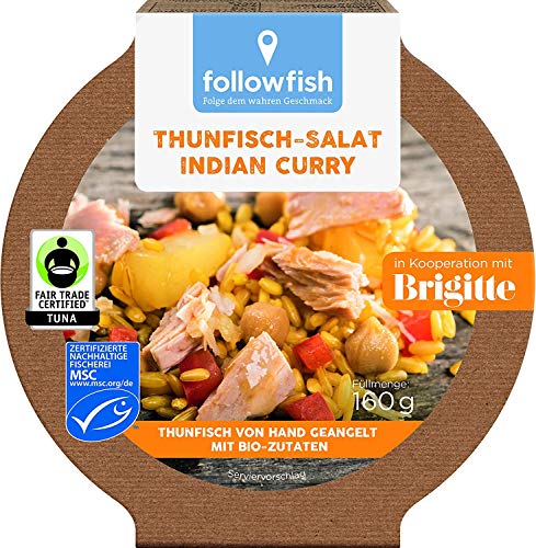 Followfish MSC Fair Trade Thunfisch-Salat Indian Curry, 8er Pack (8 x 160g) von followfish