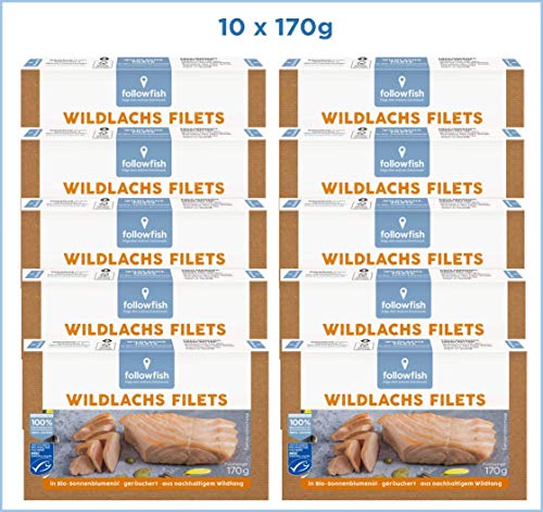 followfish MSC Wildlachs Filets in Bio-Sonnenblumenöl, 10er Pack (10 x 170g) von followfish