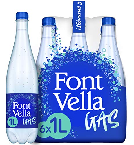 Font Vella Gas, natürliches Mineralwasser mit Gas, 6er Pack (6 x 1 l) von Font vella