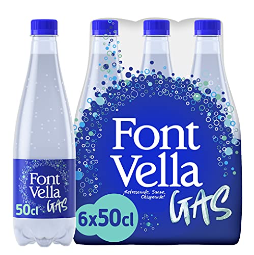 Font Vella Gas, natürliches Mineralwasser mit Gas, 6er Pack (6 x 50 cl) von Font vella