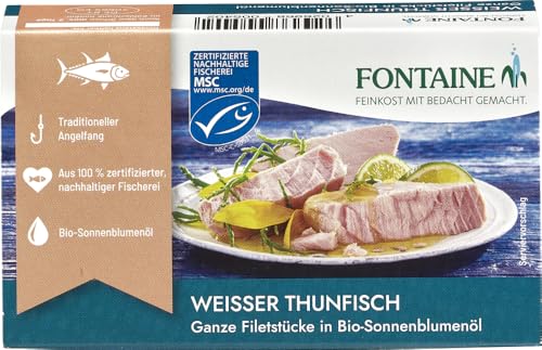 Weißer Thunfisch in Bio-Sonnenblumenöl 6 x 120 gr von Fontaine