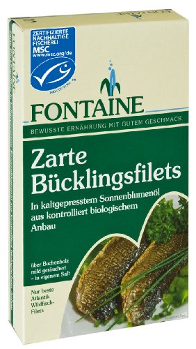 Fontaine Bücklingsfilets in Bio-Sonnenblumenöl 190g Fischkonserve, 3er Pack (3 x 190 g) von Fontaine