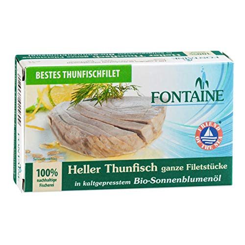 Fontaine - Heller Thunfisch in Bio-Sonnenblumenöl - 120 g - 10er Pack von Fontaine