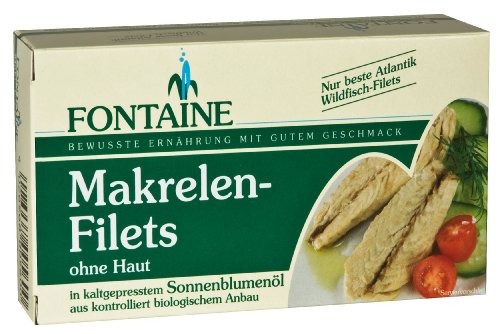 Fontaine Makrelen-Filets ohne Haut, ohne Gräten 120g Fischkonserve, 10er Pack (10 x 120 g) von GREAT BRITISH TRADING LIMITED