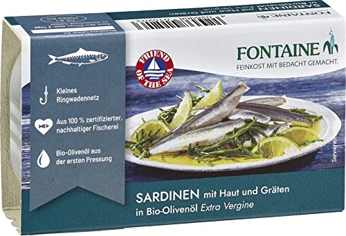 Fontaine Sardinen mit Haut und Gräten in Bio-Olivenöl (2 x 120 gr) von Fontaine