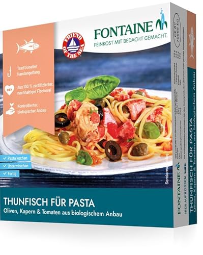 Fontaine - Thunfisch für Pasta mit Oliven, Kapern und Tomate – 190 g – 5er Pack - Premium Bonito Thunfischfilets aus 100% zertifizierter, nachhaltiger Fischerei und kontrolliertem Anbau von Fontaine