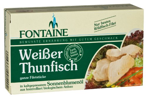 Fontaine Weißer Thunfisch in Bio-Sonnenblumenöl 120g Fischkonserve, 3er Pack (3 x 120 g) von Fontaine